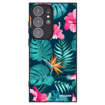 Picasee fekete szilikon tok az alábbi mobiltelefonokra Samsung Galaxy S23 Ultra 5G - Pink Monstera
