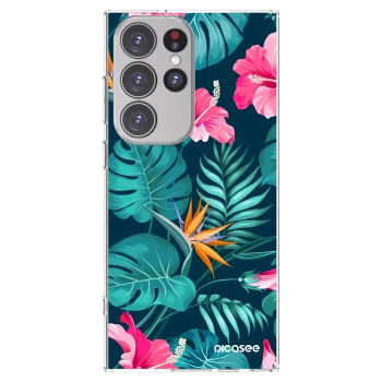 Picasee átlátszó szilikon tok az alábbi mobiltelefonokra Samsung Galaxy S23 Ultra 5G - Pink Monstera