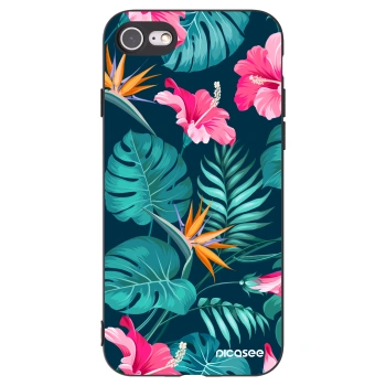 Picasee fekete szilikon tok az alábbi mobiltelefonokra Apple iPhone 7 - Pink Monstera