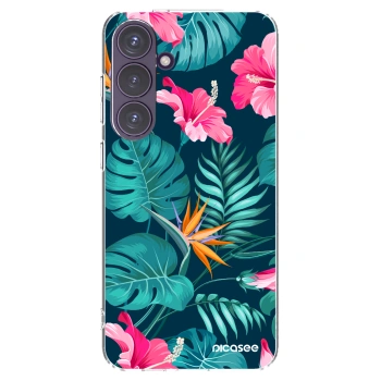 Picasee átlátszó szilikon tok az alábbi mobiltelefonokra Samsung Galaxy S24+ S926B 5G - Pink Monstera