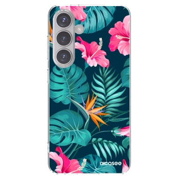 Picasee átlátszó szilikon tok az alábbi mobiltelefonokra Samsung Galaxy S24 S921B 5G - Pink Monstera