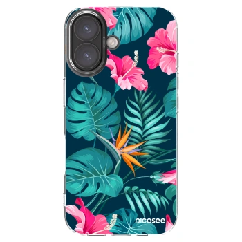 Picasee átlátszó szilikon tok az alábbi mobiltelefonokra Apple iPhone 16 - Pink Monstera