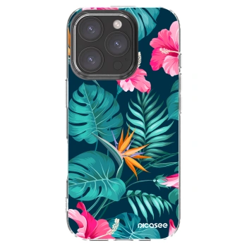 Picasee átlátszó szilikon tok az alábbi mobiltelefonokra Apple iPhone 16 Pro - Pink Monstera