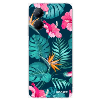 Picasee átlátszó szilikon tok az alábbi mobiltelefonokra Realme C33 (2023) - Pink Monstera