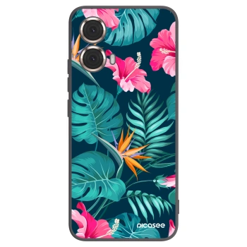 Picasee fekete szilikon tok az alábbi mobiltelefonokra Motorola Moto G85 - Pink Monstera