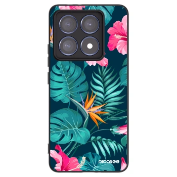 Picasee fekete szilikon tok az alábbi mobiltelefonokra Xiaomi 14T Pro - Pink Monstera