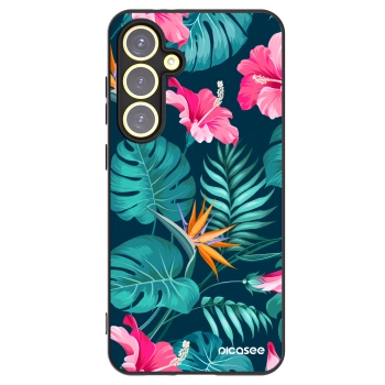 Picasee fekete szilikon tok az alábbi mobiltelefonokra Samsung Galaxy S24 FE S721B - Pink Monstera