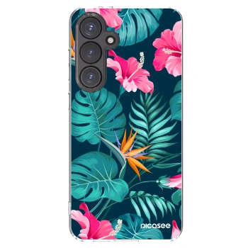 Picasee átlátszó szilikon tok az alábbi mobiltelefonokra Samsung Galaxy S24 FE S721B - Pink Monstera