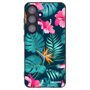 Picasee fekete szilikon tok az alábbi mobiltelefonokra Samsung Galaxy S25 5G - Pink Monstera