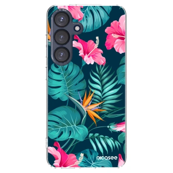 Picasee átlátszó szilikon tok az alábbi mobiltelefonokra Samsung Galaxy S25 5G - Pink Monstera