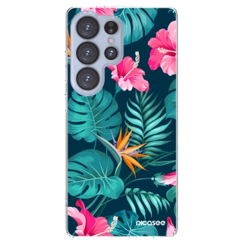 Picasee átlátszó szilikon tok az alábbi mobiltelefonokra Samsung Galaxy S25 Ultra 5G - Pink Monstera