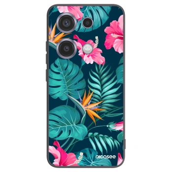 Picasee fekete szilikon tok az alábbi mobiltelefonokra Xiaomi Redmi Note 14S - Pink Monstera