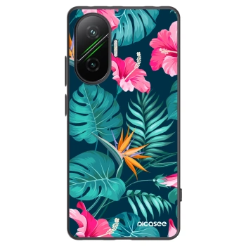 Picasee fekete szilikon tok az alábbi mobiltelefonokra Xiaomi Poco F7 5G - Pink Monstera