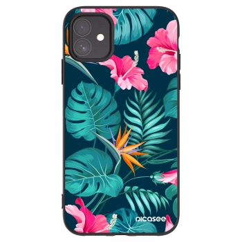 Picasee fekete szilikon tok az alábbi mobiltelefonokra Apple iPhone 11 - Pink Monstera