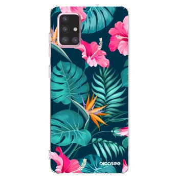 Picasee átlátszó szilikon tok az alábbi mobiltelefonokra Samsung Galaxy A71 A715F - Pink Monstera