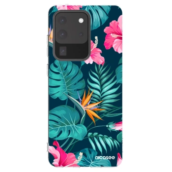 Picasee átlátszó szilikon tok az alábbi mobiltelefonokra Samsung Galaxy S20 Ultra 5G G988F - Pink Monstera