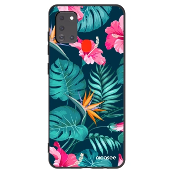 Picasee fekete szilikon tok az alábbi mobiltelefonokra Samsung Galaxy A21s - Pink Monstera