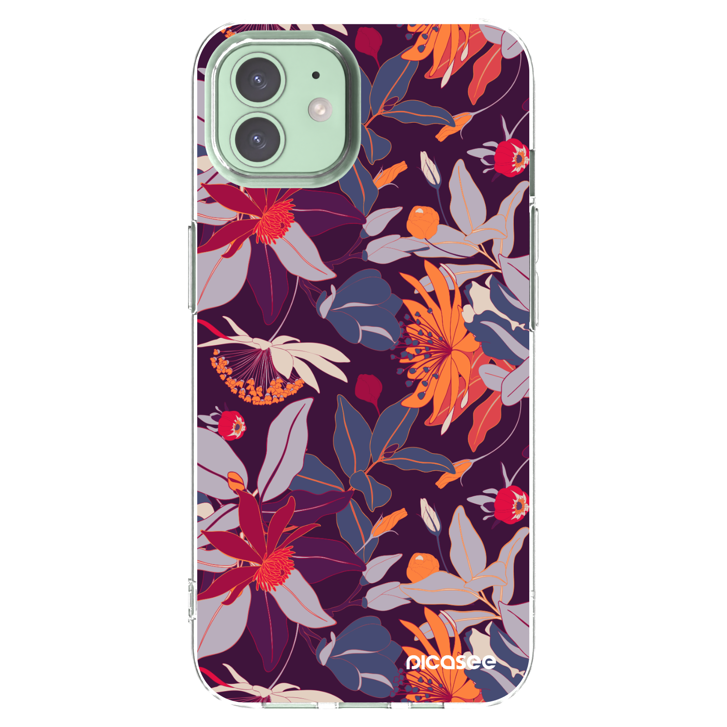 Picasee átlátszó szilikon tok az alábbi mobiltelefonokra Apple iPhone 12 Pro - Purple Leaf