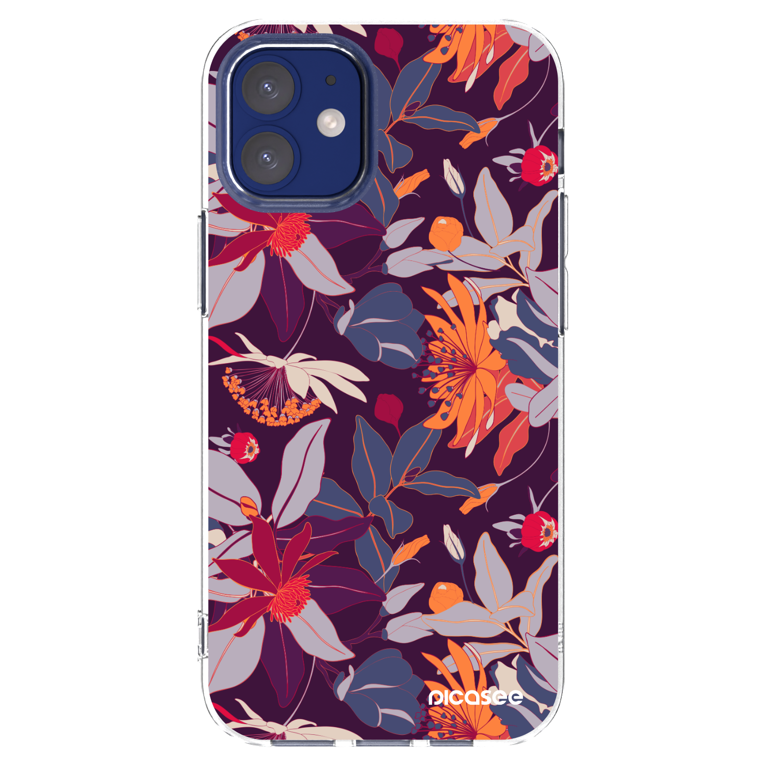 Picasee átlátszó szilikon tok az alábbi mobiltelefonokra Apple iPhone 12 mini - Purple Leaf
