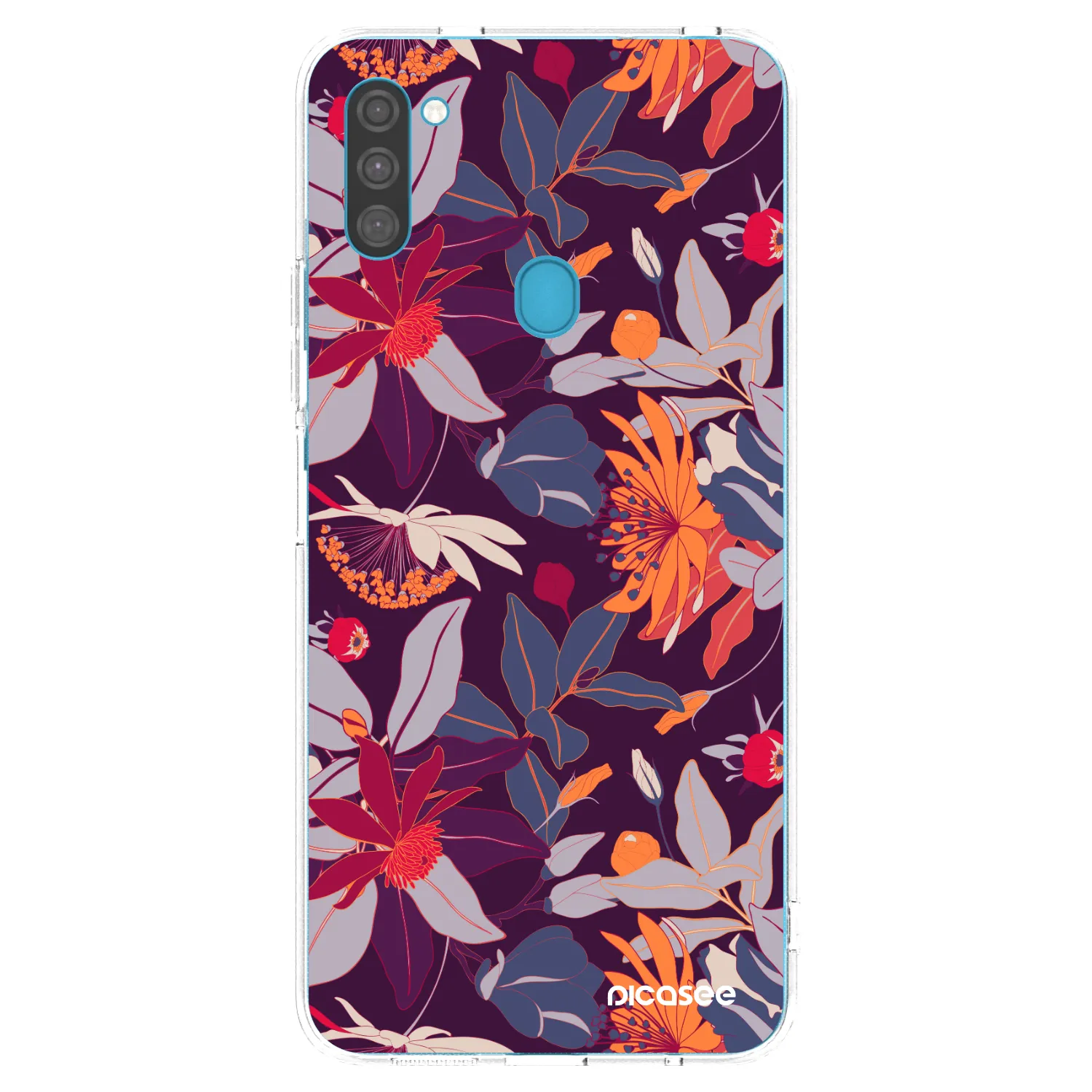 Picasee átlátszó szilikon tok az alábbi mobiltelefonokra Samsung Galaxy M11 - Purple Leaf