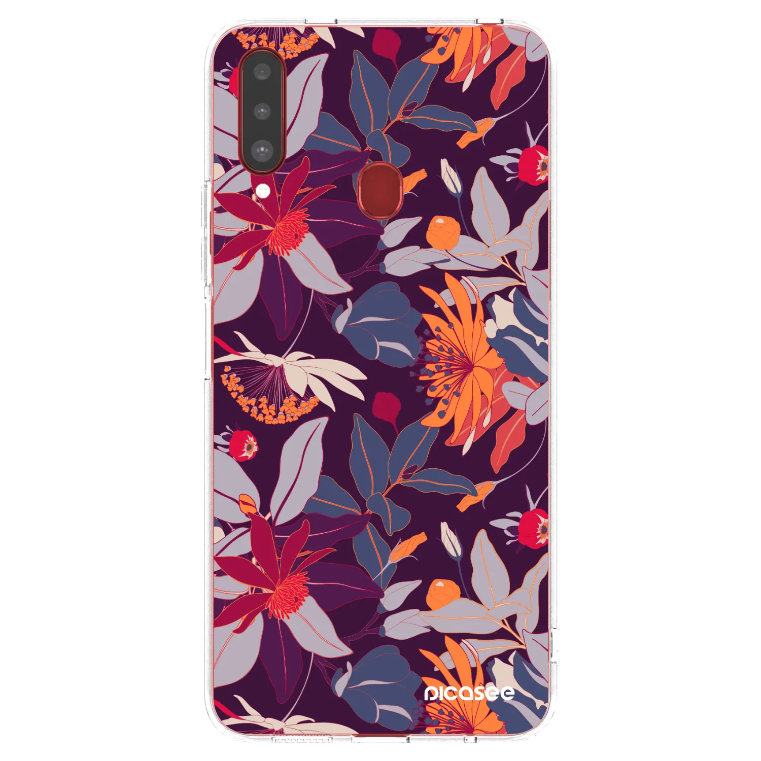 Picasee átlátszó szilikon tok az alábbi mobiltelefonokra Samsung Galaxy A20s - Purple Leaf