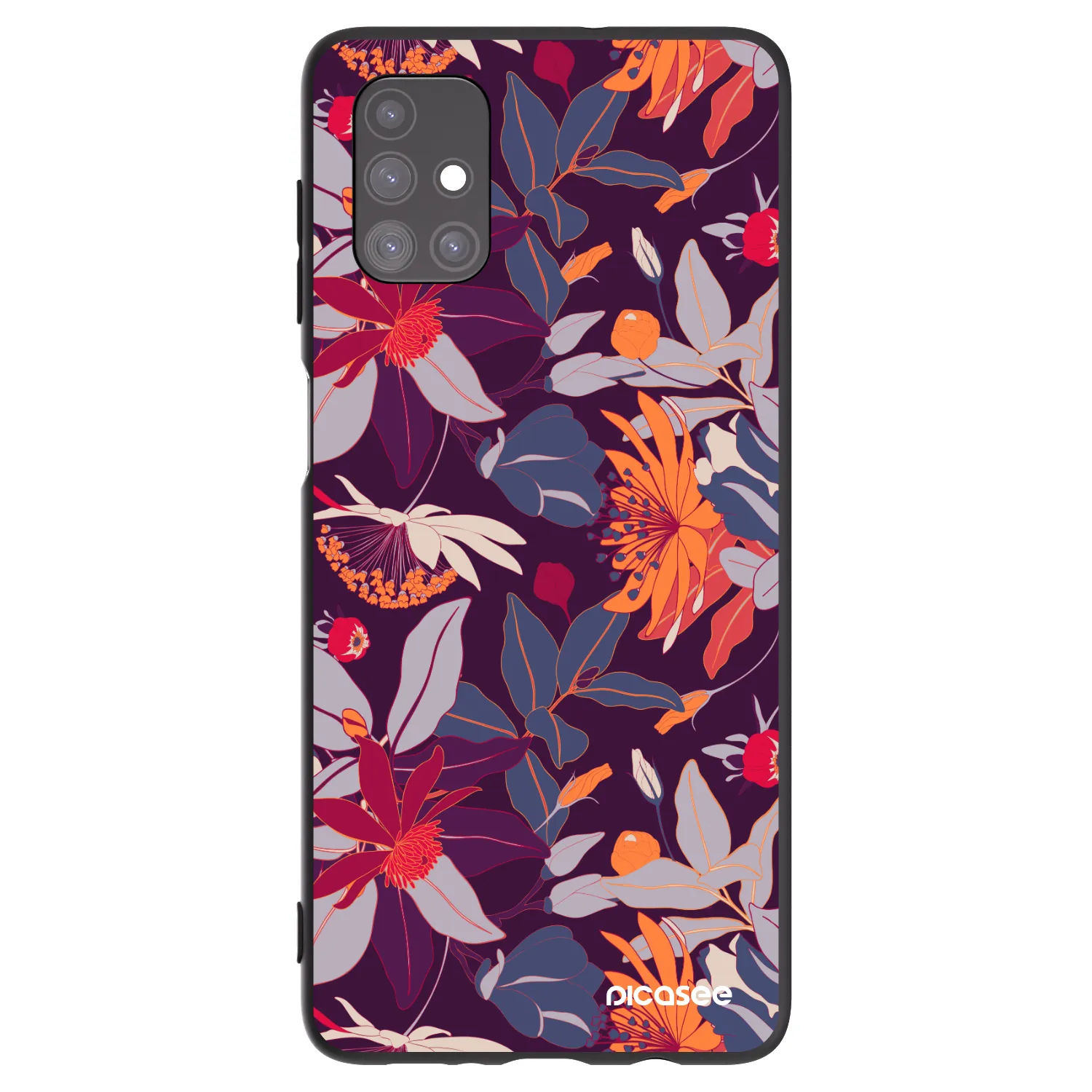 Picasee fekete szilikon tok az alábbi mobiltelefonokra Samsung Galaxy M51 M515F - Purple Leaf