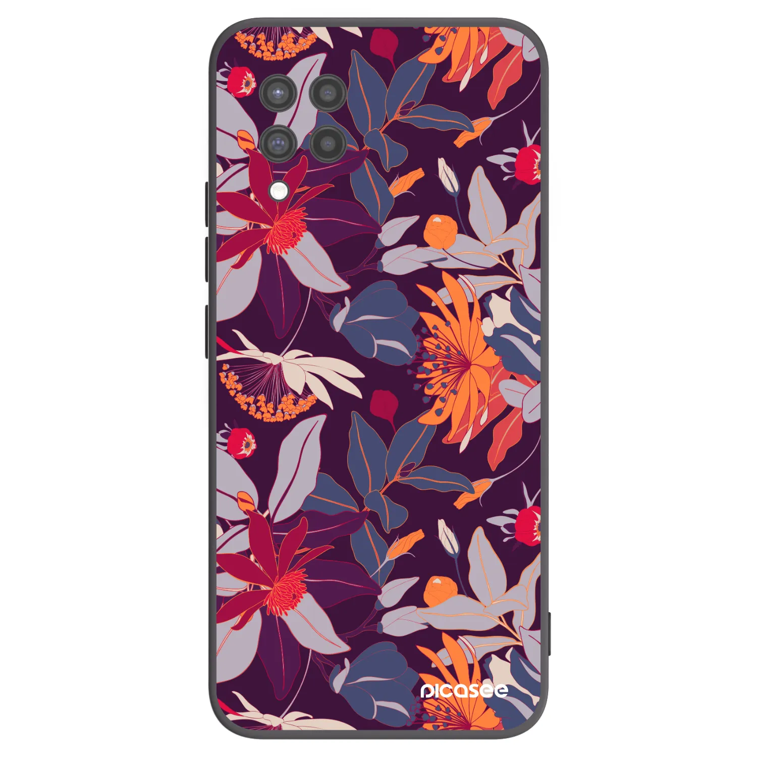 Picasee fekete szilikon tok az alábbi mobiltelefonokra Samsung Galaxy A42 A426B - Purple Leaf