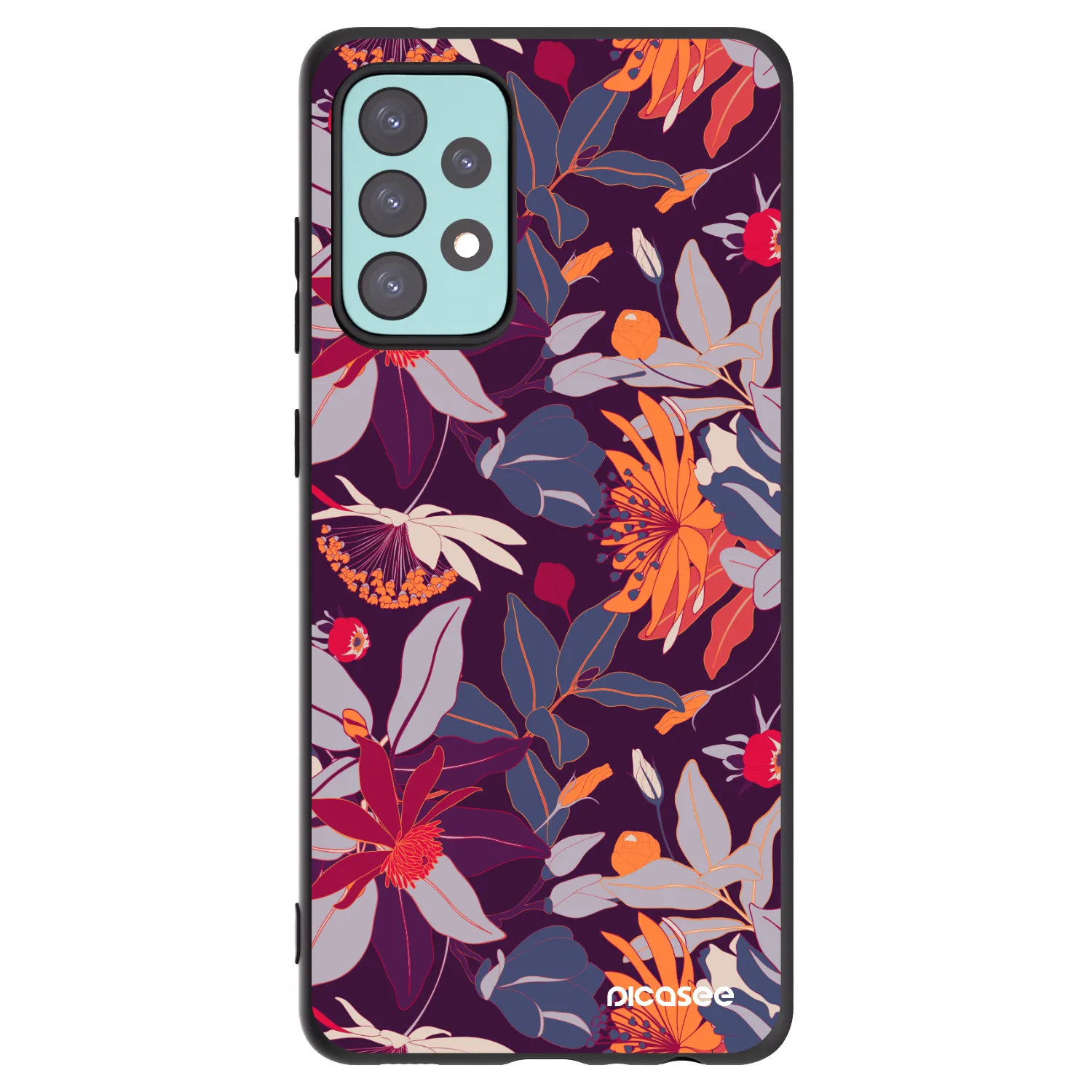 Picasee fekete szilikon tok az alábbi mobiltelefonokra Samsung Galaxy A72 A725F - Purple Leaf