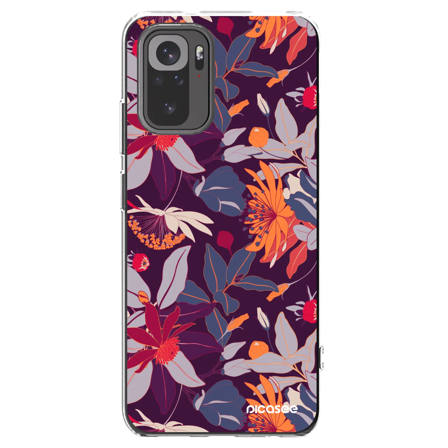 Picasee átlátszó szilikon tok az alábbi mobiltelefonokra Xiaomi Redmi Note 10S - Purple Leaf