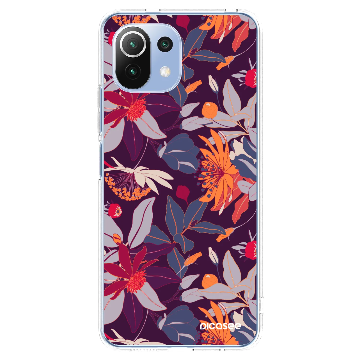 Picasee átlátszó szilikon tok az alábbi mobiltelefonokra Xiaomi Mi 11 Lite - Purple Leaf