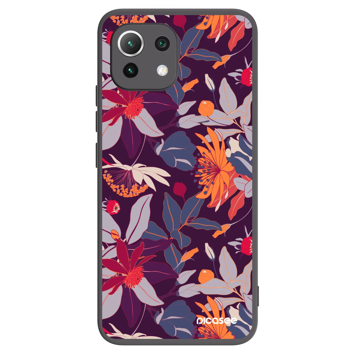 Picasee fekete szilikon tok az alábbi mobiltelefonokra Xiaomi Mi 11 Lite - Purple Leaf