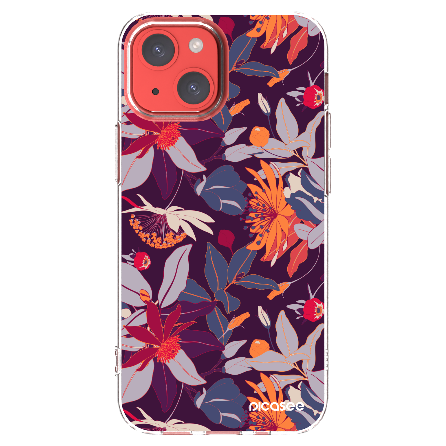 Picasee átlátszó szilikon tok az alábbi mobiltelefonokra Apple iPhone 13 mini - Purple Leaf