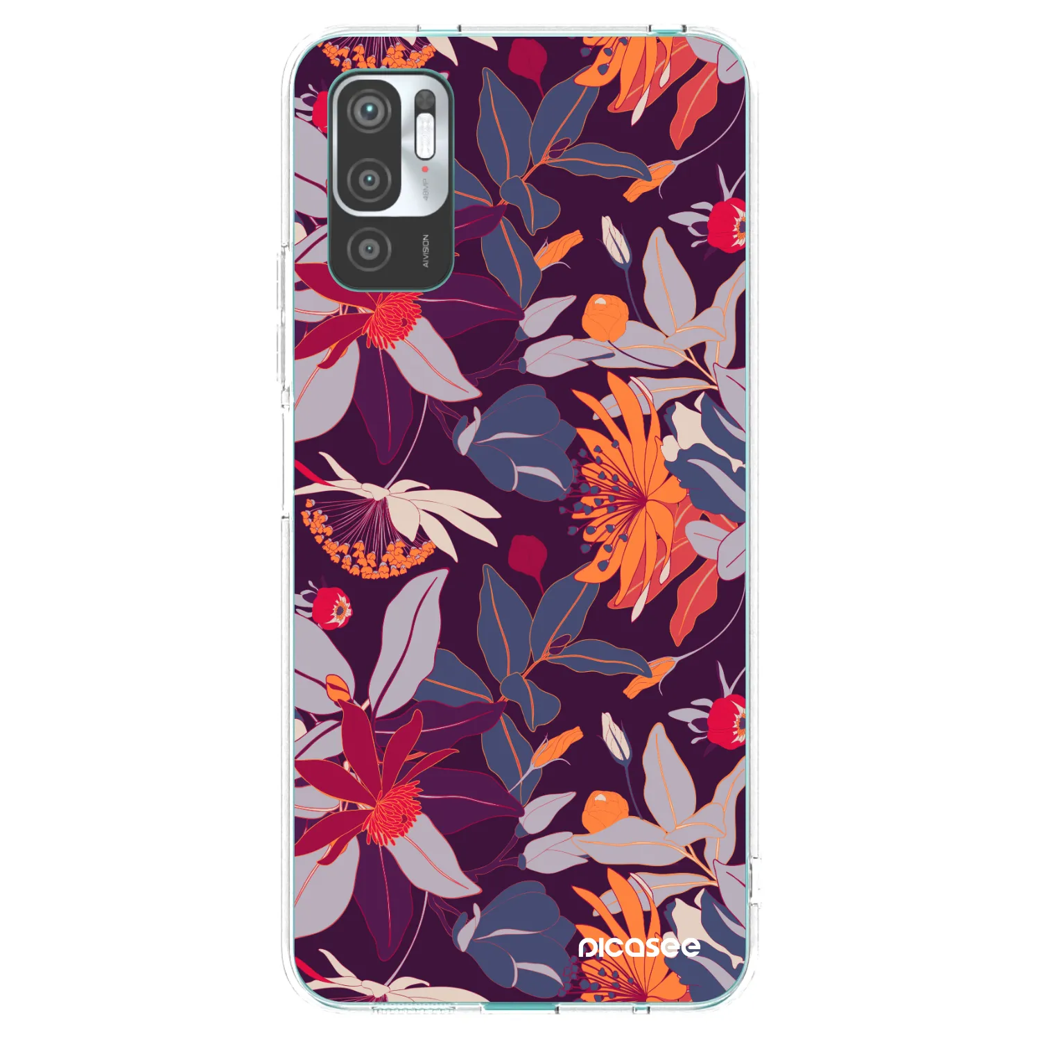 Picasee átlátszó szilikon tok az alábbi mobiltelefonokra Xiaomi Redmi Note 10 5G - Purple Leaf