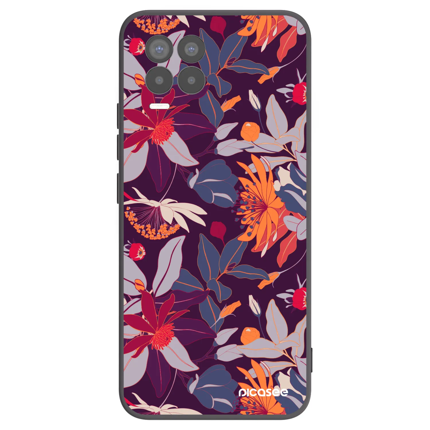 Picasee fekete szilikon tok az alábbi mobiltelefonokra Realme 8 4G - Purple Leaf