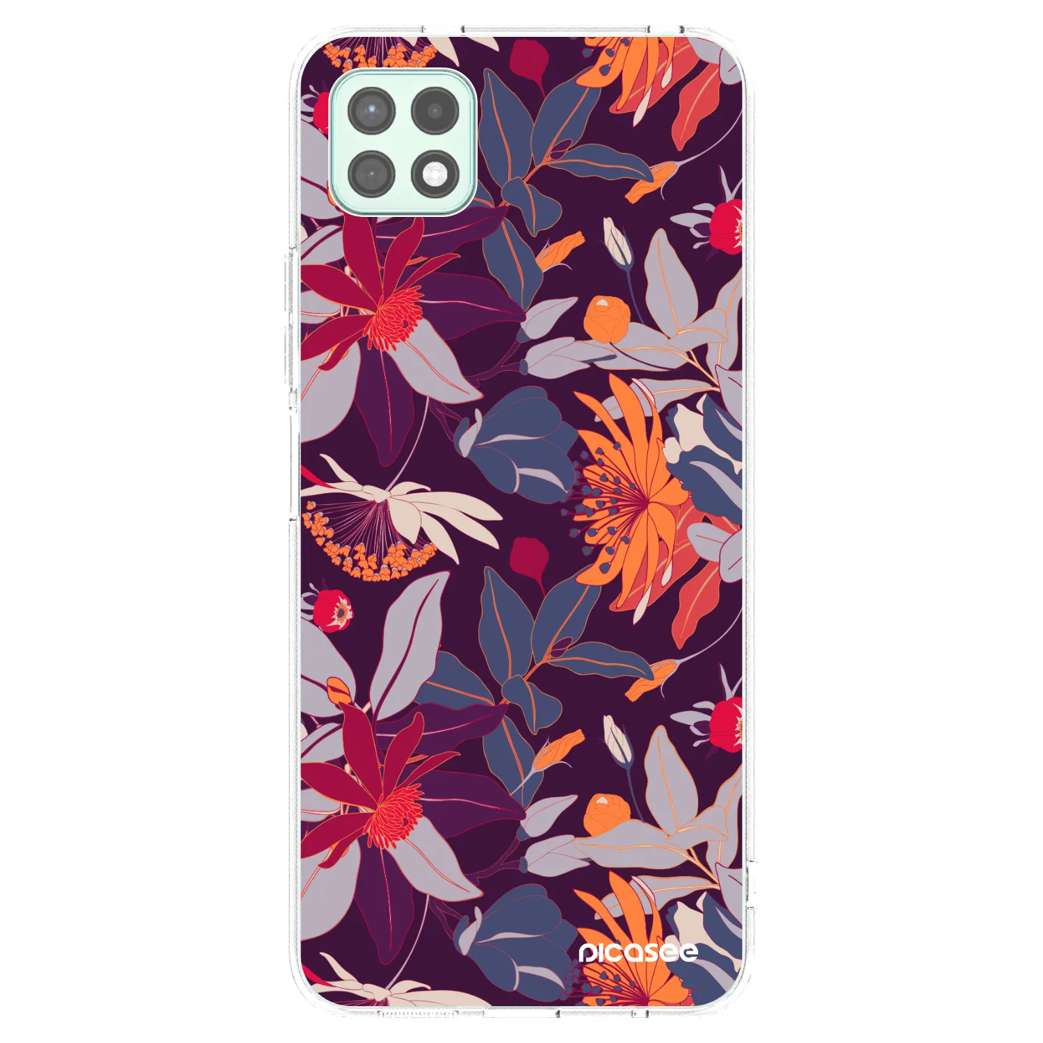 Picasee átlátszó szilikon tok az alábbi mobiltelefonokra Samsung Galaxy A22 A226B 5G - Purple Leaf
