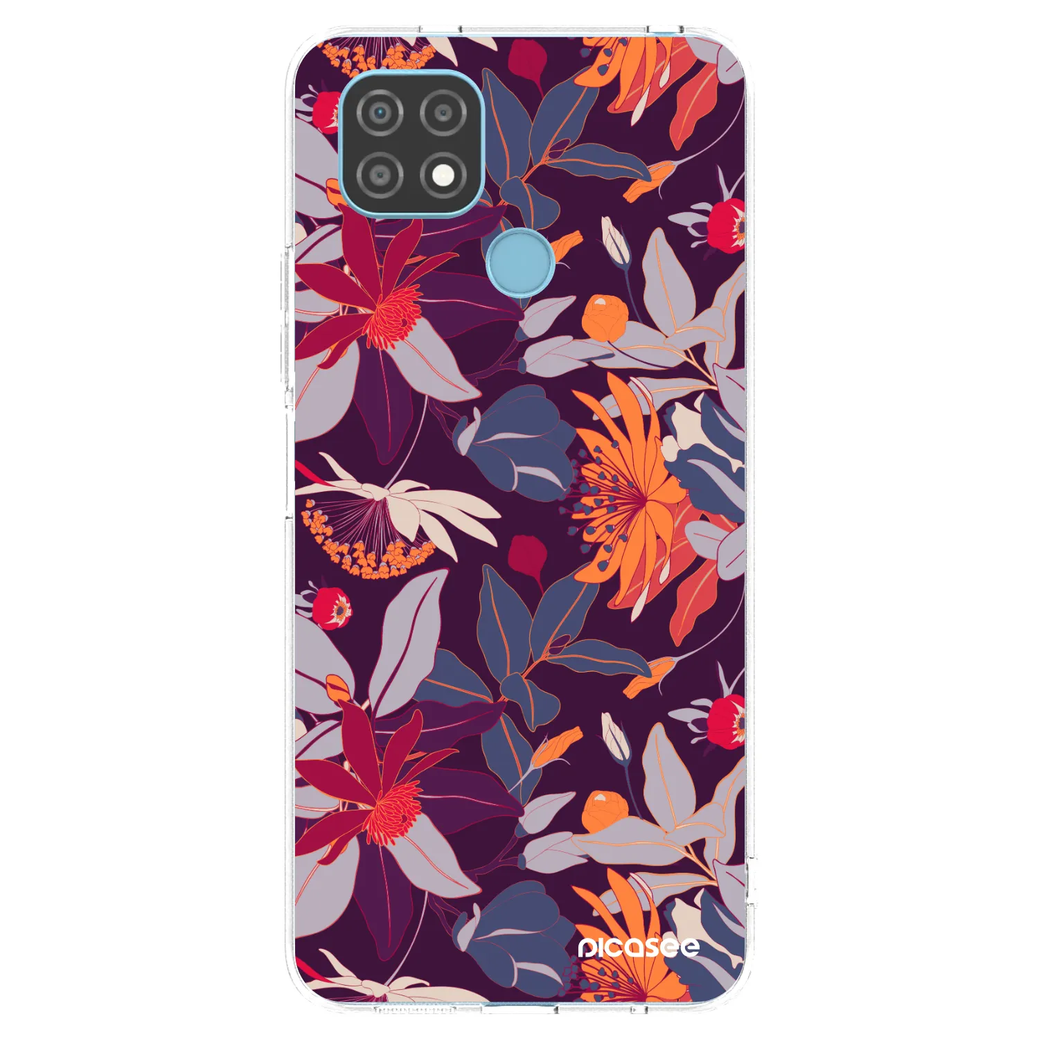 Picasee átlátszó szilikon tok az alábbi mobiltelefonokra Realme C21 - Purple Leaf