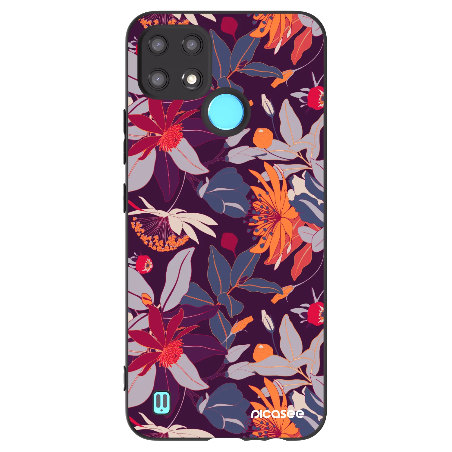 Picasee fekete szilikon tok az alábbi mobiltelefonokra Realme C21 - Purple Leaf