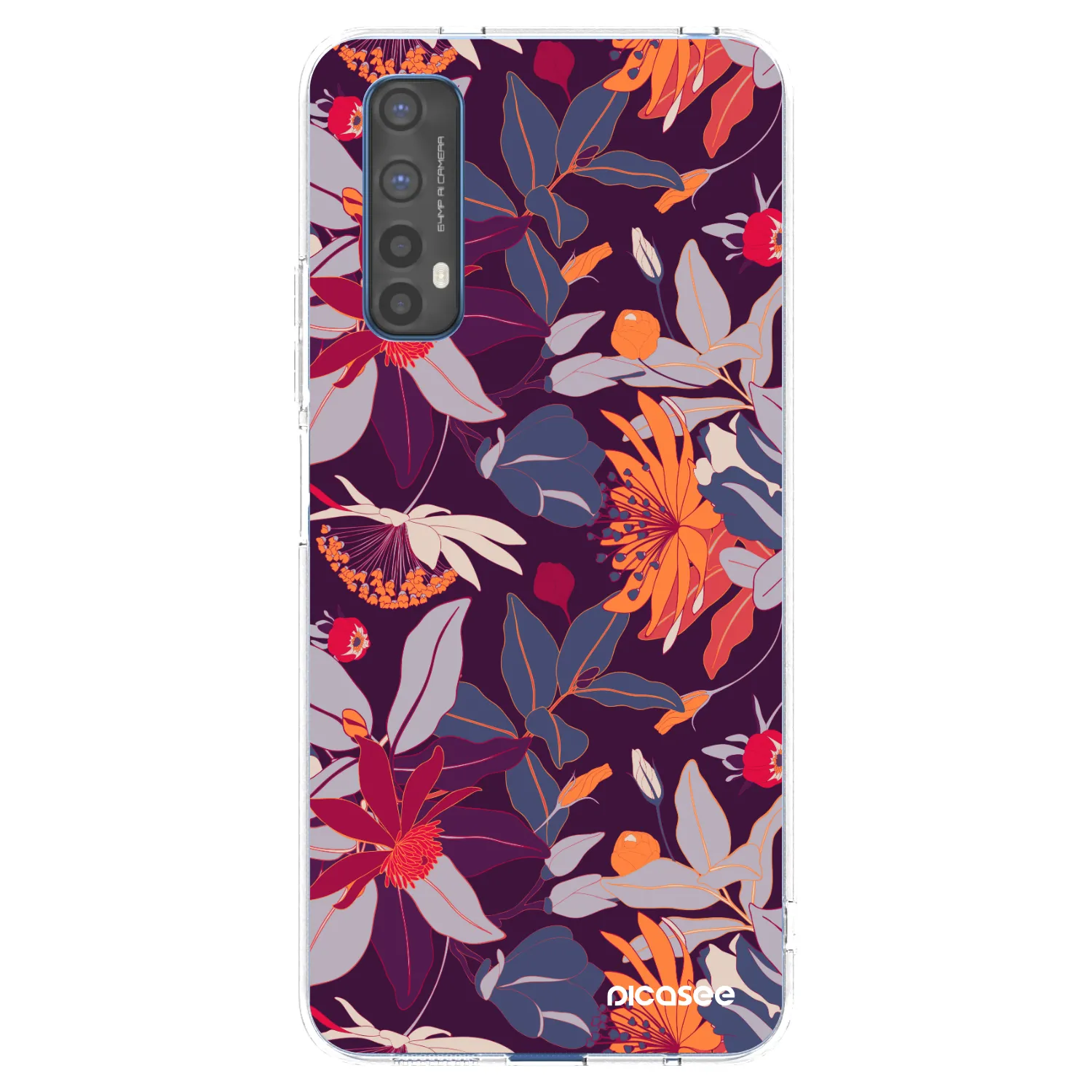 Picasee átlátszó szilikon tok az alábbi mobiltelefonokra Realme 7 - Purple Leaf