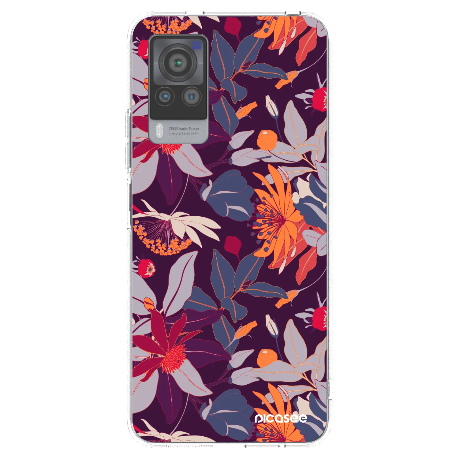 Picasee átlátszó szilikon tok az alábbi mobiltelefonokra Vivo X60 Pro 5G - Purple Leaf