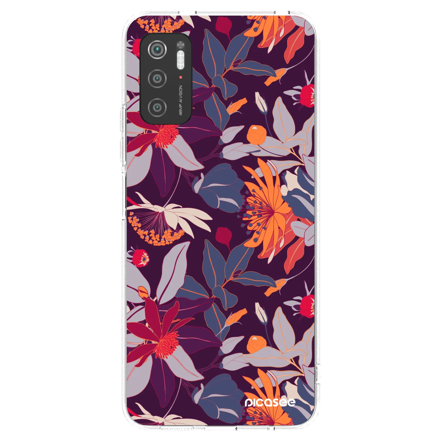 Picasee átlátszó szilikon tok az alábbi mobiltelefonokra Xiaomi Poco M3 Pro 5G - Purple Leaf
