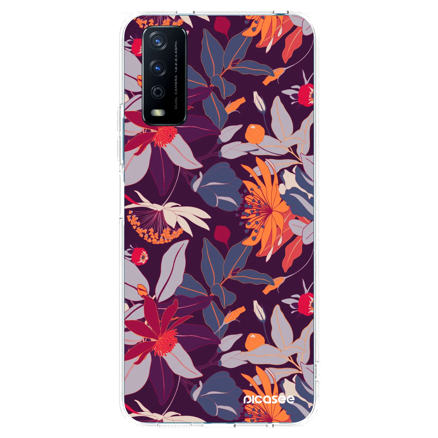 Picasee átlátszó szilikon tok az alábbi mobiltelefonokra Vivo Y11s - Purple Leaf