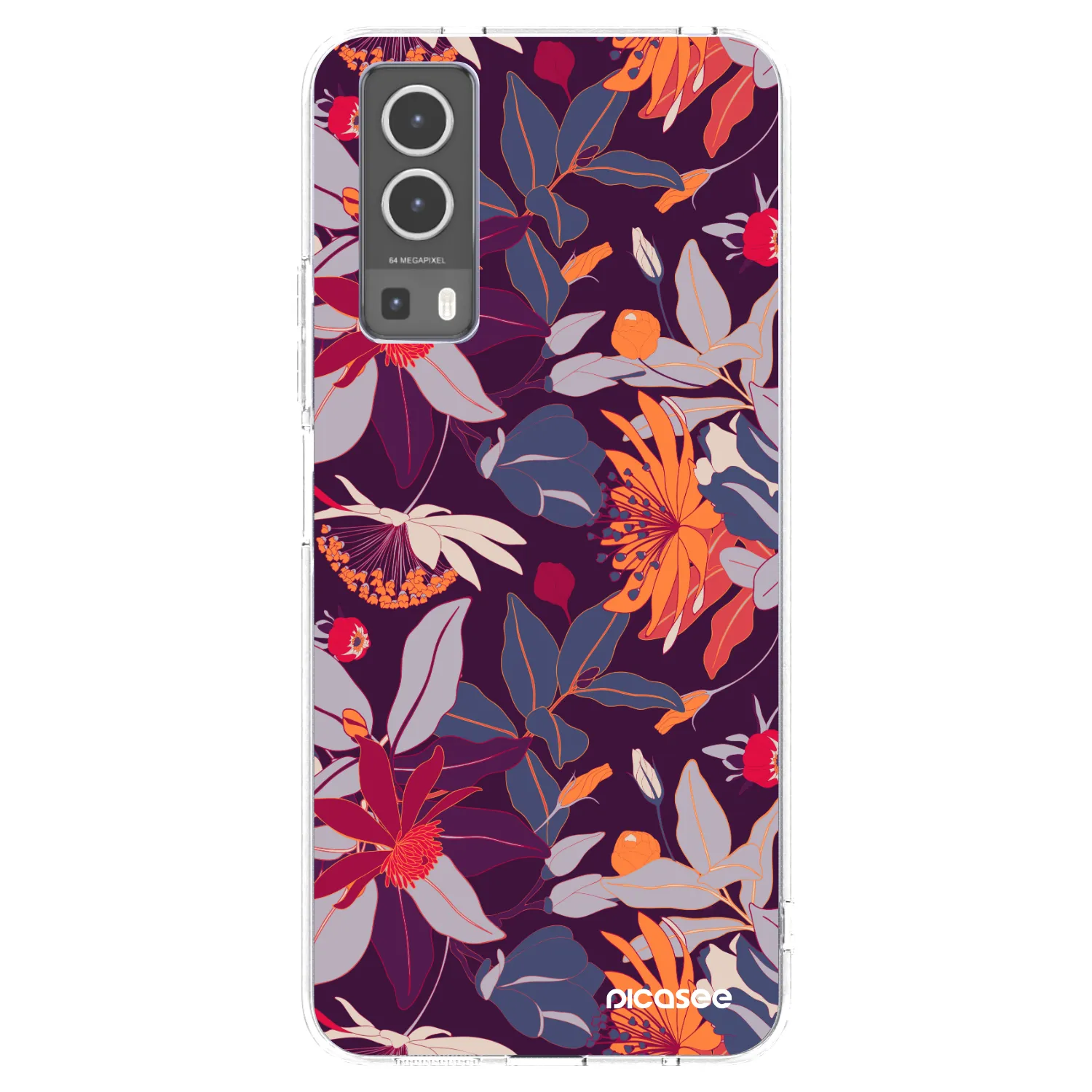 Picasee átlátszó szilikon tok az alábbi mobiltelefonokra Vivo Y72 5G - Purple Leaf