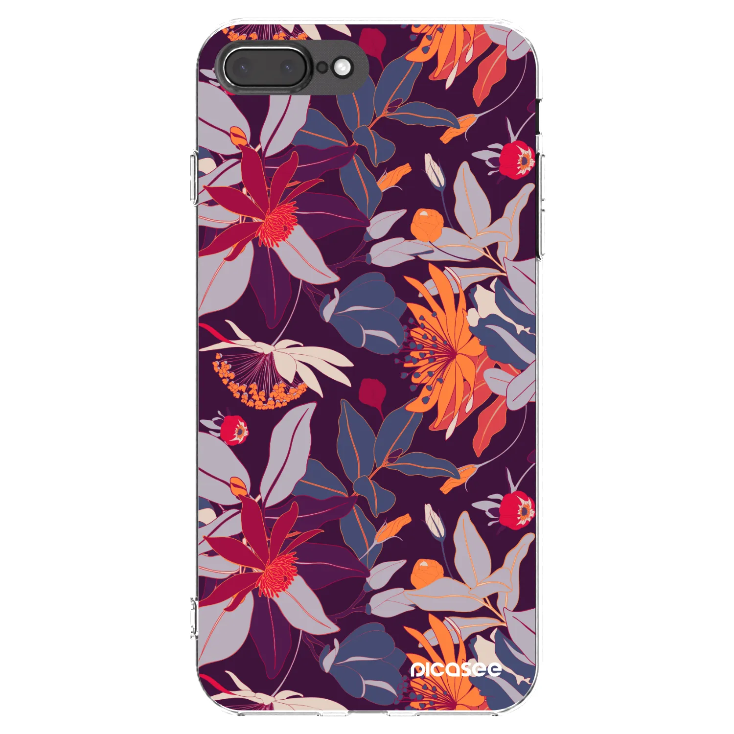 Picasee átlátszó szilikon tok az alábbi mobiltelefonokra Apple iPhone 7 Plus - Purple Leaf