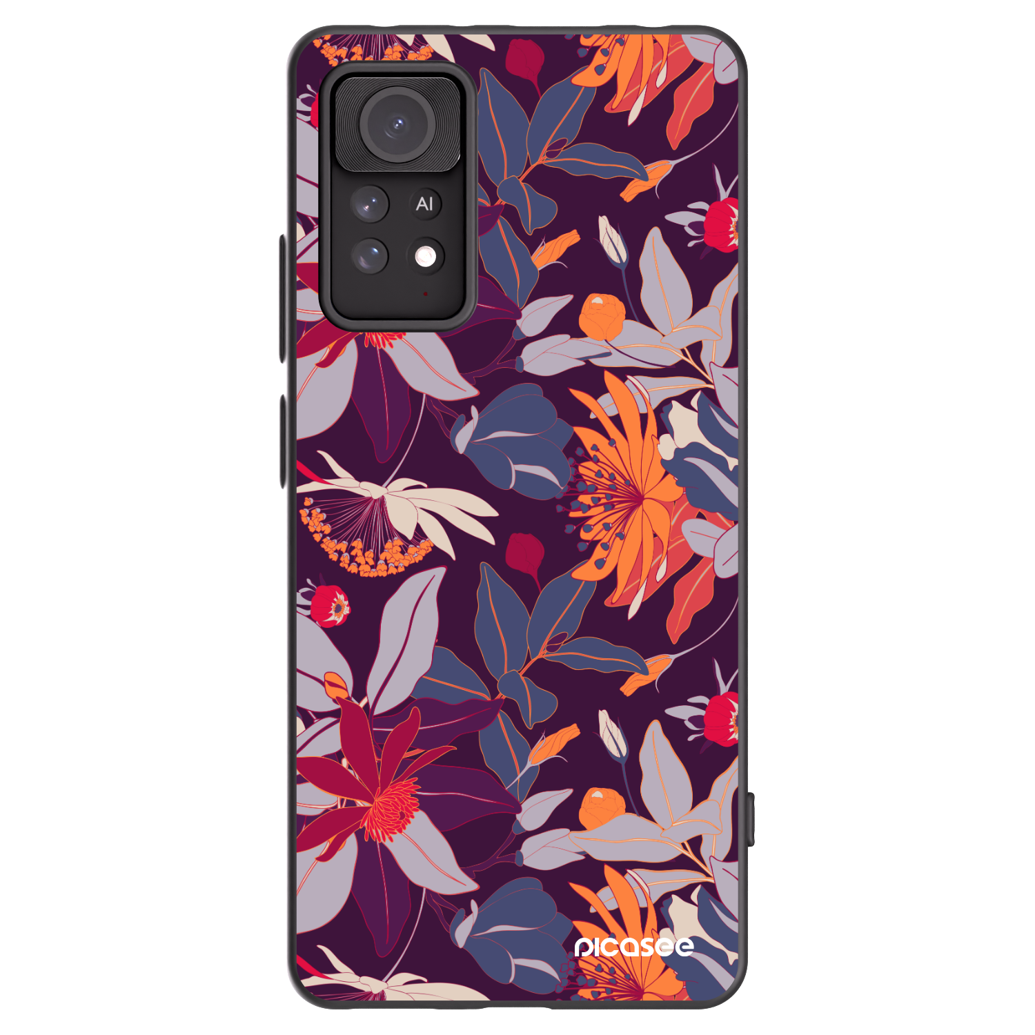 Picasee fekete szilikon tok az alábbi mobiltelefonokra Xiaomi Redmi Note 11 Pro - Purple Leaf