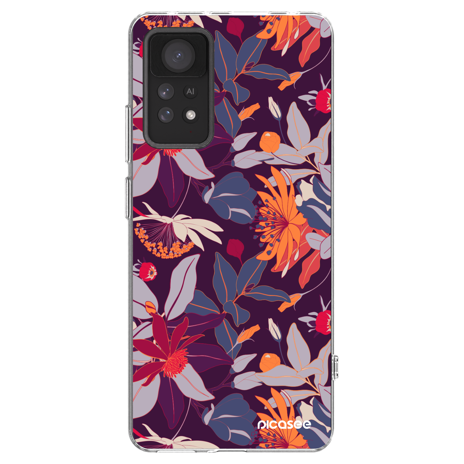 Picasee átlátszó szilikon tok az alábbi mobiltelefonokra Xiaomi Redmi Note 11 Pro - Purple Leaf