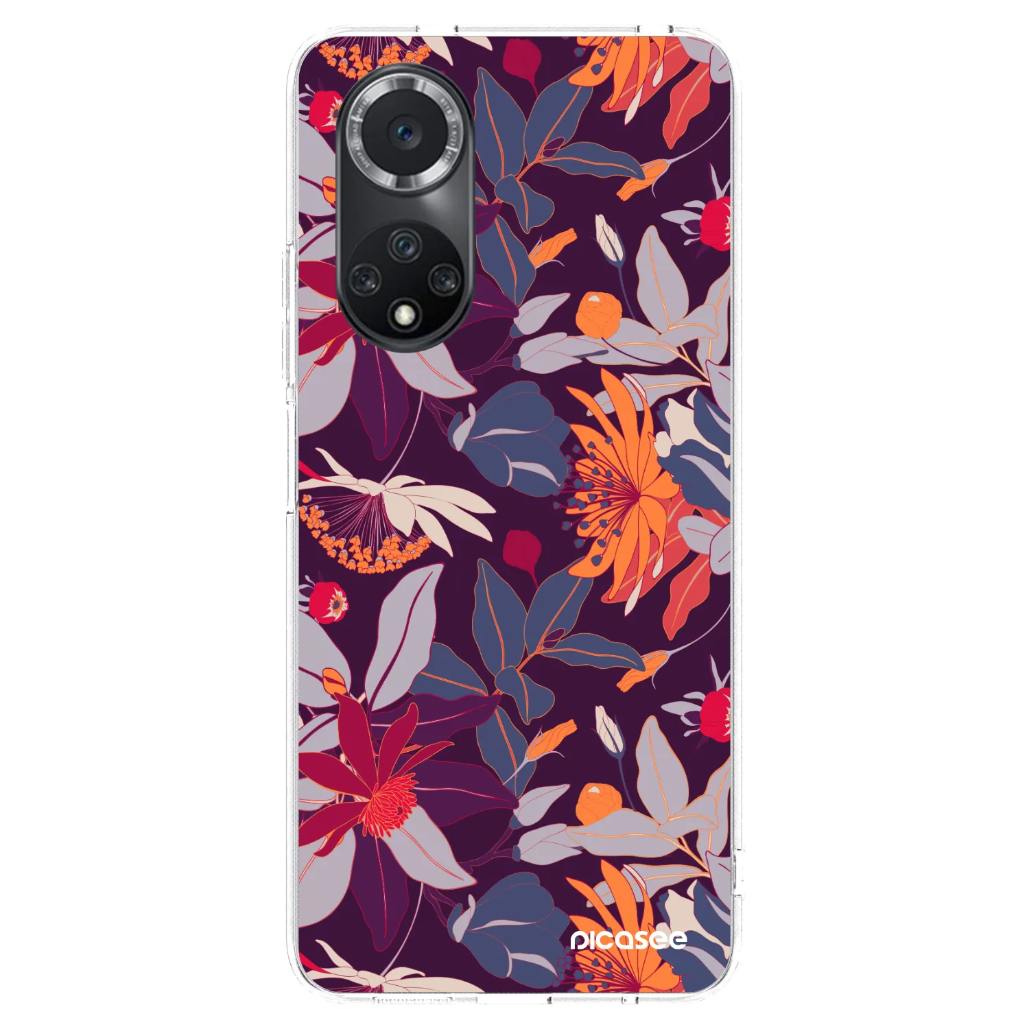 Picasee átlátszó szilikon tok az alábbi mobiltelefonokra Huawei Nova 9 SE - Purple Leaf