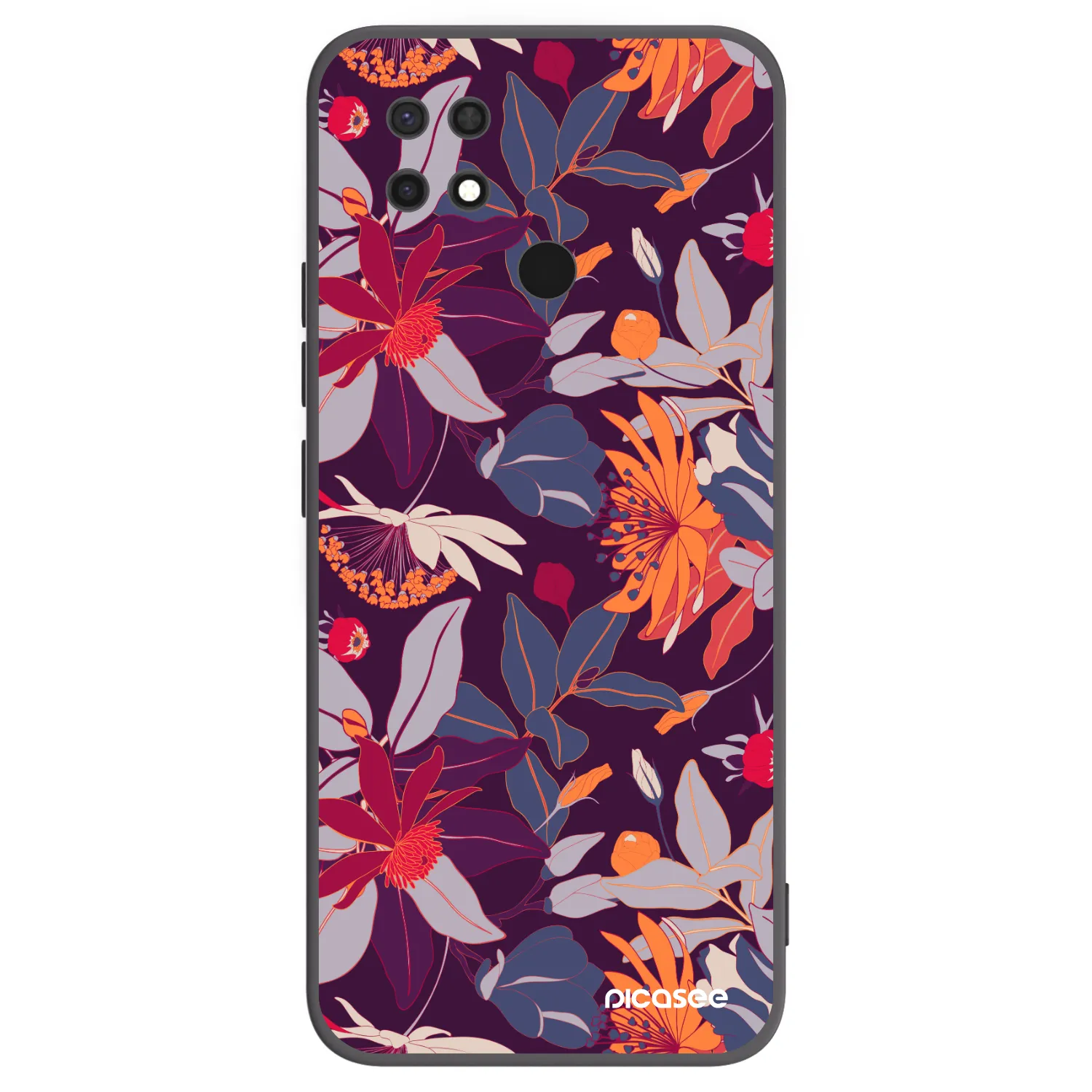 Picasee fekete szilikon tok az alábbi mobiltelefonokra Xiaomi Redmi 10C - Purple Leaf