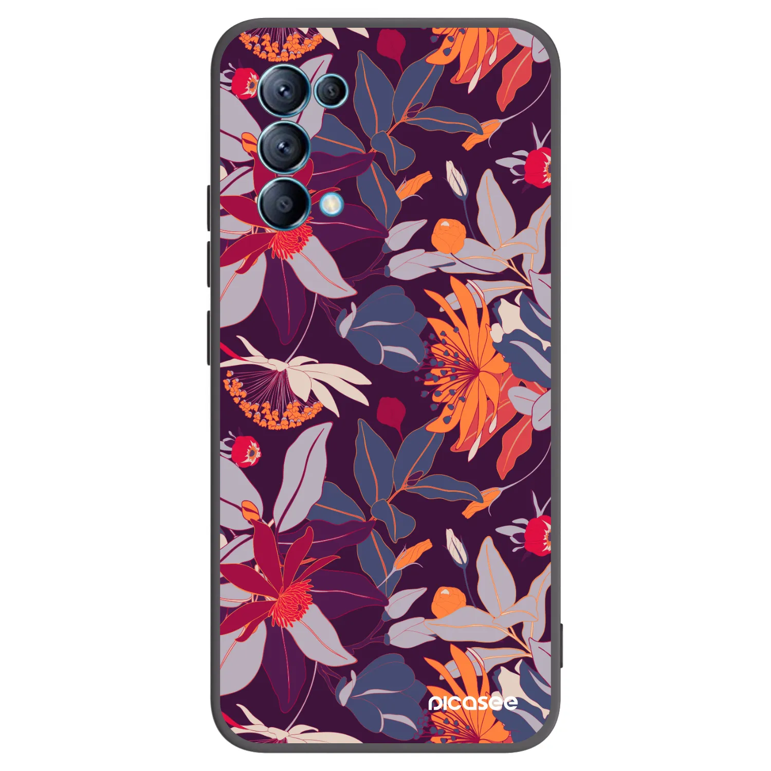 Picasee fekete szilikon tok az alábbi mobiltelefonokra OPPO Reno 5 5G - Purple Leaf
