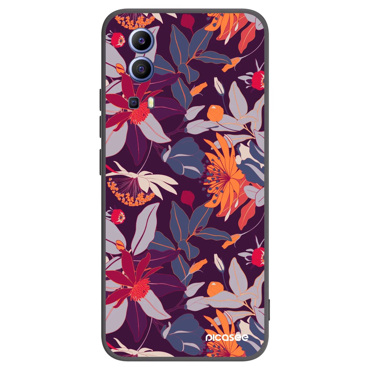 Picasee fekete szilikon tok az alábbi mobiltelefonokra Vivo Y52 5G - Purple Leaf