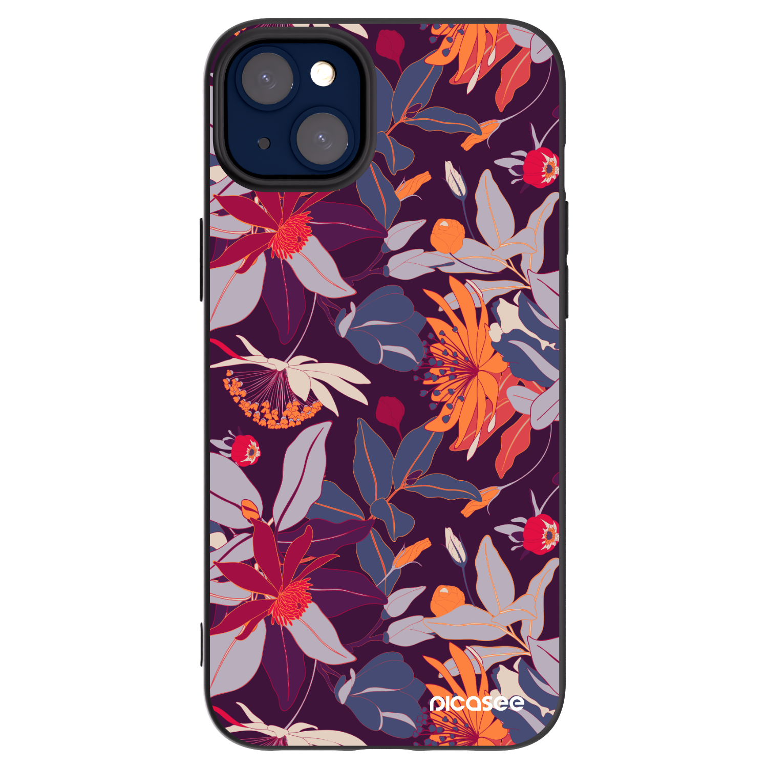 Picasee fekete szilikon tok az alábbi mobiltelefonokra Apple iPhone 14 Plus - Purple Leaf